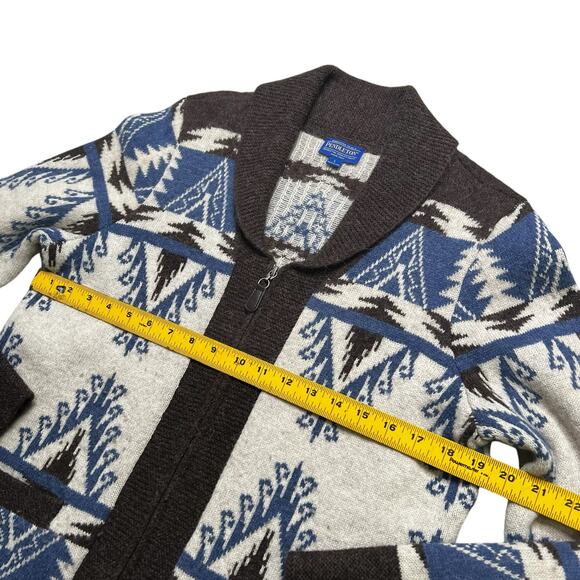 Pendleton Wool Alpaca Aztec Southwestern Zip Cardigan Sweater Brown Women’s L - Picture 7 of 12